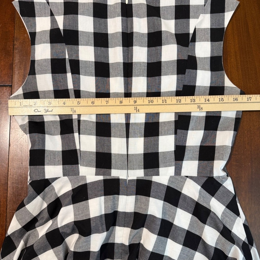 Calvin Klein Womens Fit Flare Dress Black White Gingham Waist Tie Classic Retro - Picture 11 of 13